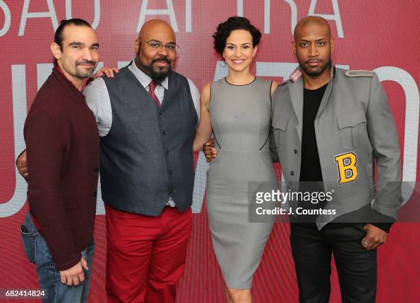 Actors Javier Munoz, James Monroe Iglehart, Mandy Gonzalez and Brandon Victor Dixon attend the SAG-AFTRA Foundation Conversations On Broadway...