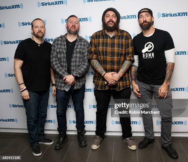 John Humphrey, Dale Stewart, Shaun Morgan and Clint Lowery of Seether visit SiriusXM's Octane at SiriusXM Studios on May 12, 2017 in New York City.