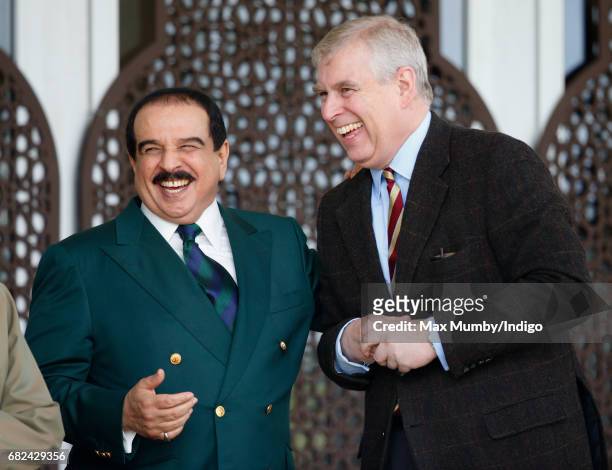 King Hamad bin Isa Al Khalifa of Bahrain and Prince Andrew, Duke of York attend the Endurance event on day 3 of the Royal Windsor Horse Show in...
