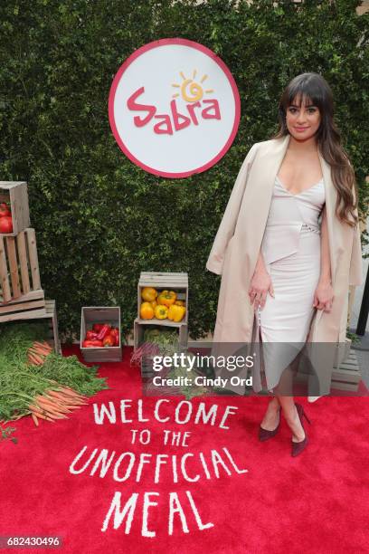 Lea Michele attends an Unofficial Meal event in NYC celebrating #NationalHummusDay hosted by Lea Michele & Sabra Dipping Company at Astor Place on...