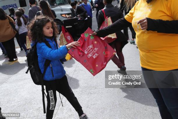 View of an Unofficial Meal event in NYC celebrating #NationalHummusDay hosted by Lea Michele & Sabra Dipping Company at Astor Place on May 12, 2017...