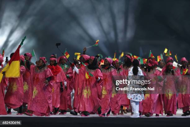 The Cameroon team enter the stadium during the Opening Ceremony of Baku 2017 - 4th Islamic Solidarity Games at the Olympic Stadium on May 12, 2017 in...