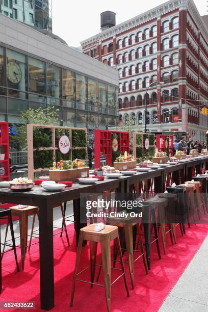 View of an Unofficial Meal event in NYC celebrating #NationalHummusDay hosted by Lea Michele & Sabra Dipping Company at Astor Place on May 12, 2017...