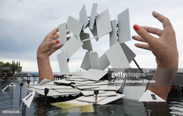 General view of the new stage for the Bregenz Festival on May 12, 2017 in Bregenz, Austria. Every two years the Bregenz summer festival rebuilds the...