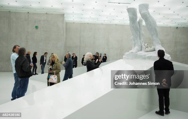 General view of 'The Theater of Disappearance' exhibition of Argentine artist Adrian Villar Rojas during the opening at Kunsthaus on May 12, 2017 in...