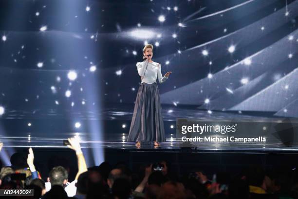 Singer Levina, representing Germany, performs the song 'Perfect Life' during the rehearsal for ''The final of this year's Eurovision Song Contest''...