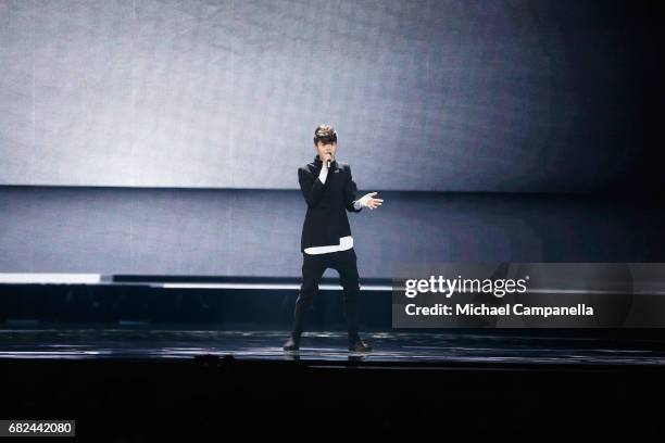 Singer Kristian Kostov, representing Bulgaria, performs the song 'Beautiful Mess' during the rehearsal for ''The final of this year's Eurovision Song...