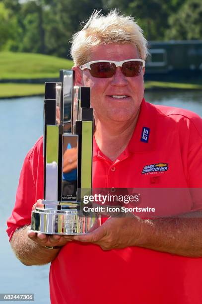 John Daly with the trophy for winning the Insperity Invitational on May 07, 2017 at The Woodlands Country Club, The Woodlands, TX.