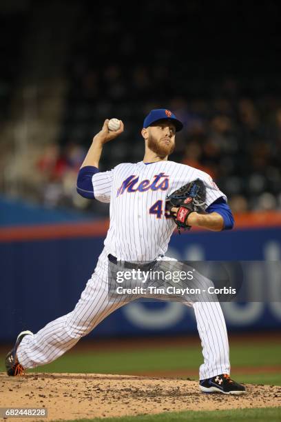 May 9: Pitcher Zack Wheeler of the New York Mets pitching during the San Francisco Giants Vs New York Mets regular season MLB game at Citi Field on...