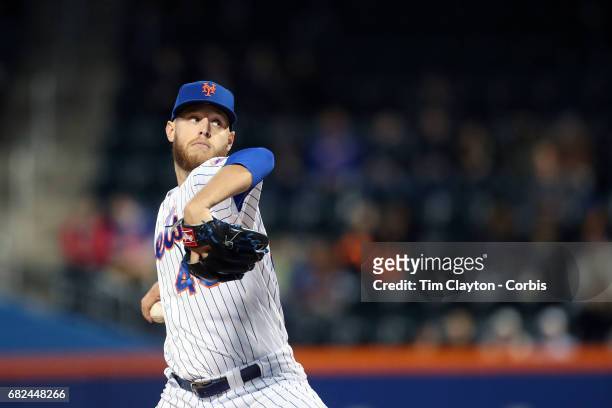 May 9: Pitcher Zack Wheeler of the New York Mets pitching during the San Francisco Giants Vs New York Mets regular season MLB game at Citi Field on...