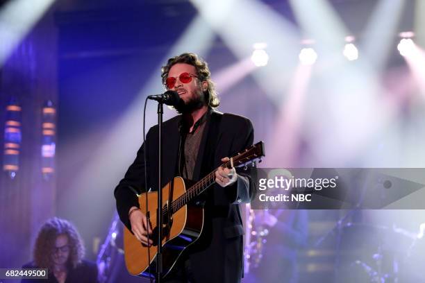 Episode 0674-- Pictured: Musical Guest Father John Misty featuring Joshua Michael "Josh" Tillman performs "Total Entertainment Forever" on May 12,...