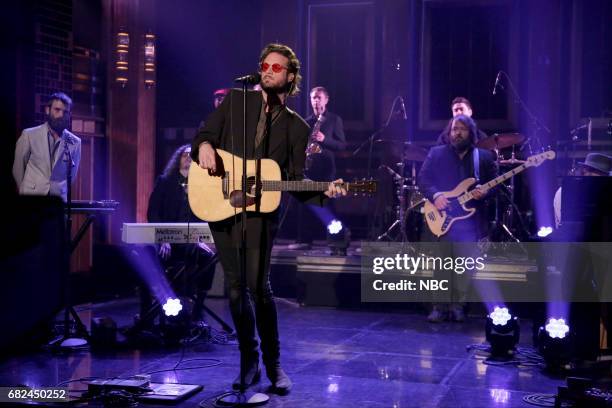 Episode 0674-- Pictured: Musical Guest Father John Misty featuring Joshua Michael "Josh" Tillman performs "Total Entertainment Forever" on May 12,...