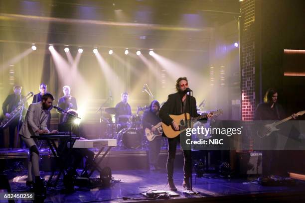 Episode 0674-- Pictured: Musical Guest Father John Misty featuring Joshua Michael "Josh" Tillman performs "Total Entertainment Forever" on May 12,...