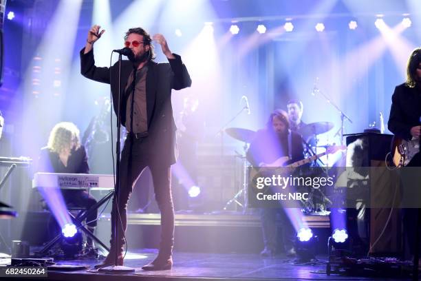 Episode 0674-- Pictured: Musical Guest Father John Misty featuring Joshua Michael "Josh" Tillman performs "Total Entertainment Forever" on May 12,...