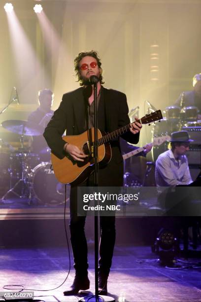 Episode 0674-- Pictured: Musical Guest Father John Misty featuring Joshua Michael "Josh" Tillman performs "Total Entertainment Forever" on May 12,...