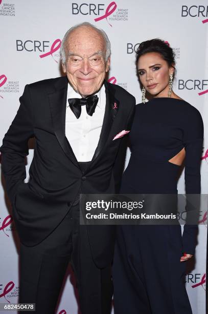 Leonard Lauder and Victoria Beckham attend The Breast Cancer Research Foundation's 2017 Hot Pink Party at the Park Avenue Armory on May 12, 2017 in...