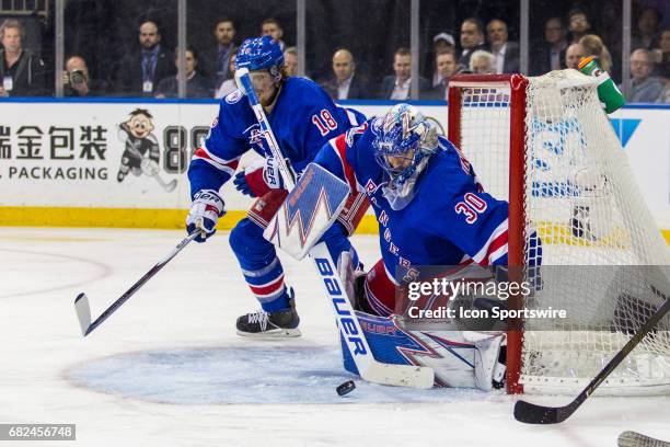 New York Rangers goalie Henrik Lundqvist in action during the third period of game 4 of the second round of the 2017 Stanley Cup Playoffs between the...