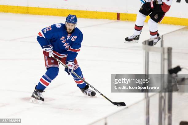 New York Rangers defenseman Ryan McDonagh in action during the second period of game 6 of the second round of the 2017 Stanley Cup Playoffs between...