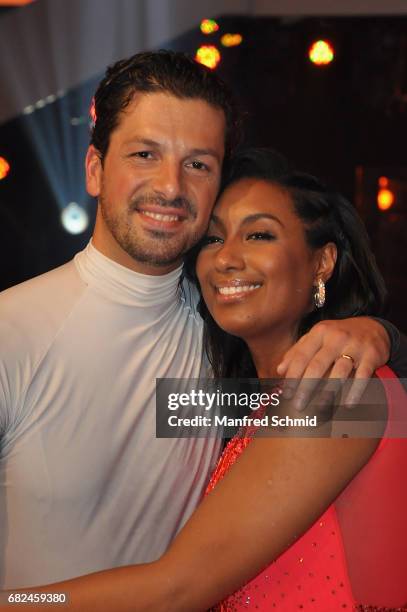 Thomas Kraml and Ana Milva Gomes pose during the 'Dancing Stars' TV Show at ORF Zentrum on May 12, 2017 in Vienna, Austria.