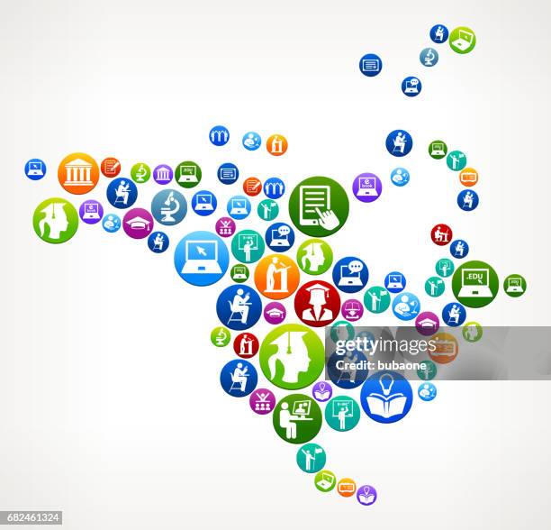 north america e-learning and college education vector button pattern - high school student computer stock illustrations