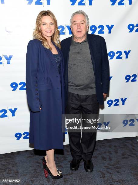 Michelle Pfeiffer and Robert De Niro attend The Hollywood Reporter TV Talks And 92Y Present HBO Films' "The Wizard Of Lies" at 92nd Street Y on May...