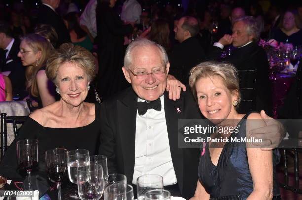 Margaret Stuart, Trevor Stuart, and Joan Schiele attend the 2017 Hot Pink Party "Super Nova" presented by the Breast Cancer Research Foundation at...