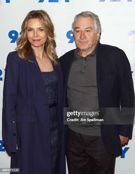 Actors Michelle Pfeiffer and Robert De Niro attend the "The Wizard Of Lies" presented by 92Y May 12, 2017 in New York City.