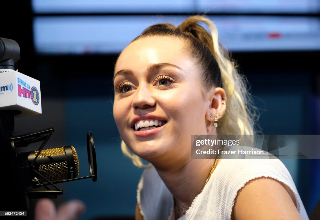 Miley Cyrus Visits "Hits 1 In Hollywood" On SiriusXM Hits 1 Channel At The SiriusXM Studios In Los Angeles