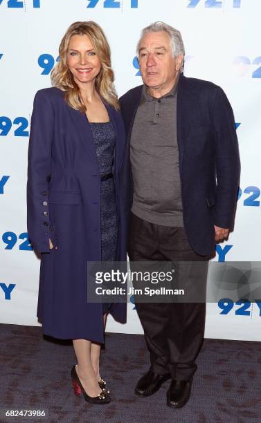 Actors Michelle Pfeiffer and Robert De Niro attend the "The Wizard Of Lies" presented by 92Y May 12, 2017 in New York City.