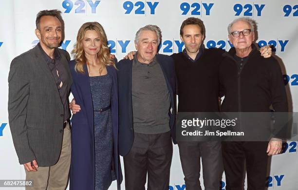 Actors Hank Azaria, Michelle Pfeiffer, Robert De Niro, Alessandro Nivola and director Barry Levinson attend the "The Wizard Of Lies" presented by 92Y...