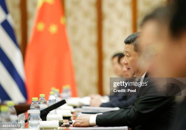 Chinese President Xi Jinping meets Greek Prime Minister Alexis Tsipras ahead of the Belt and Road Forum in Beijing, China May 13, 2017.