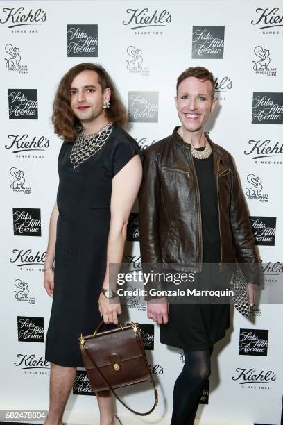 Jacob Tobia and Jeffrey Marsh attend the Kiehl's Since 1851, Art Production Fund and Saks Fifth Avenue Celebrate the Unveiling of "Seated Ballerina"...