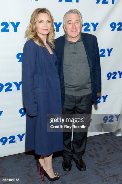 Actors Michelle Pfeiffer and Robert De Niro attend 92Y Presents "The Wizard Of Lies" on May 12, 2017 in New York City.