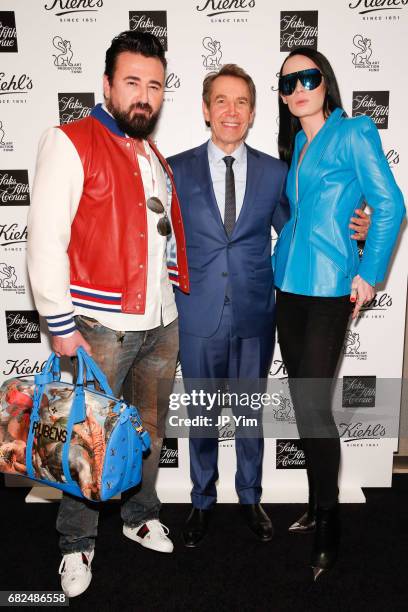Chris Salgardo, Jeff Koons and Kyle Farmery attend Saks Fifth Avenue, Kiehl's and Art Production Fund celebration of the unveiling of Jeff Koons'...