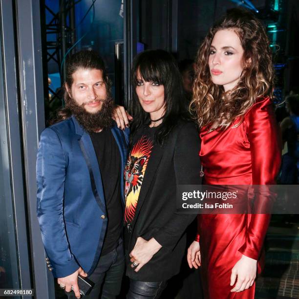 German singer Nena with her partner Philipp Palm and her daughter Larissa Freitag during the GreenTec Awards Show at ewerk on May 12, 2017 in Berlin,...