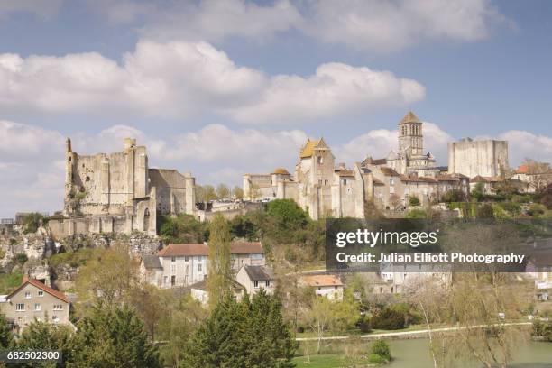 the hilltop town of chauvigny in france. - chauvigny fotografías e imágenes de stock