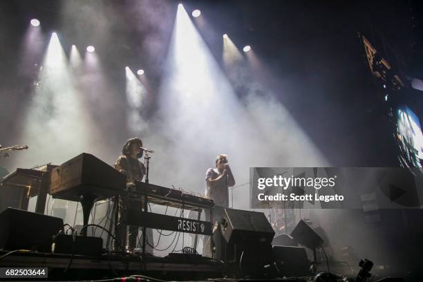 Musicians of the band LCD Soundsystem perform during day 1 of Shaky Knees Festival at Centennial Olympic Park on May 12, 2017 in Atlanta, Georgia.