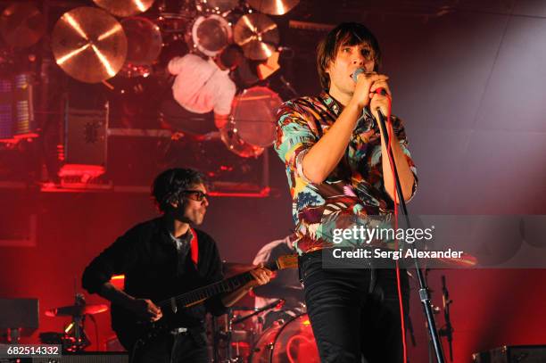 Laurant Brancowitz and Thomas Mars of French alternative rock band Phoenix perform in concert at Fillmore at Jackie Gleason Theatre on May 12, 2017...