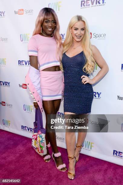 Miles Jai and Gigi Gorgeous attend the opening night ceremony for OUT Web Fest 2017 LGBTQ + Digital Shorts Festival at YouTube Space LA on May 12,...