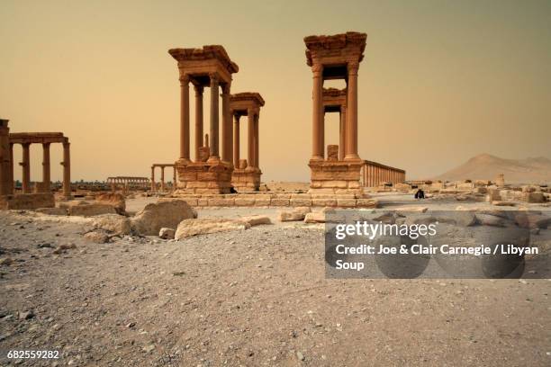 tetrapylon, palmyra, syria - syrian war stock pictures, royalty-free photos & images