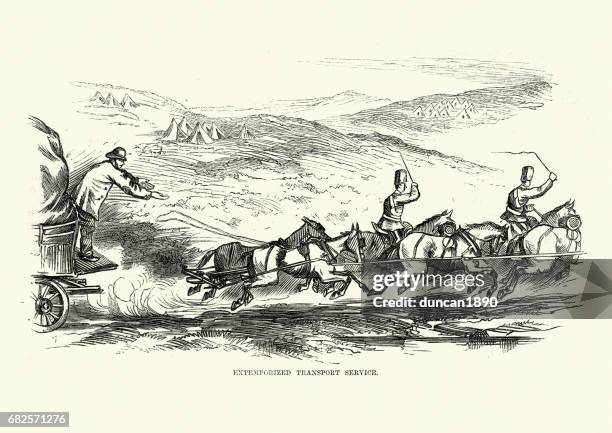 victorian wagon driver losing his horses, 19th century - careless driving stock illustrations