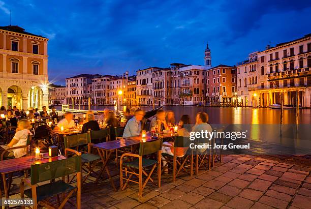 grand canal at dusk - italian cafe stock pictures, royalty-free photos & images