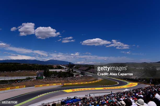 General view over the circuit during qualifying for the Spanish Formula One Grand Prix at Circuit de Catalunya on May 13, 2017 in Montmelo, Spain.