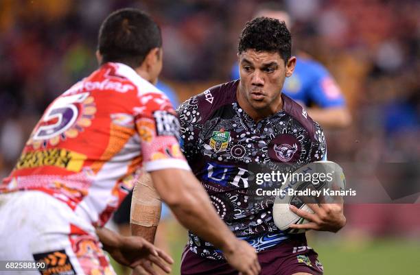 Brian Kelly of the Sea Eagles runs with the ball during the round 10 NRL match between the Manly Sea Eagles and the Brisbane Broncos at Suncorp...