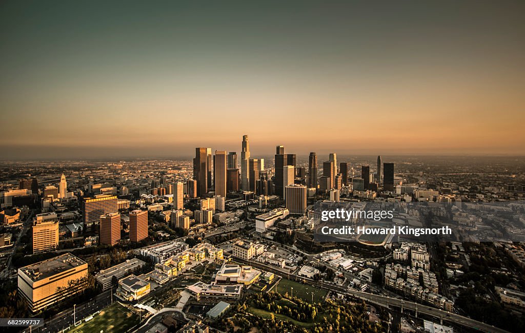 Wide aerial shot of Los Angeles