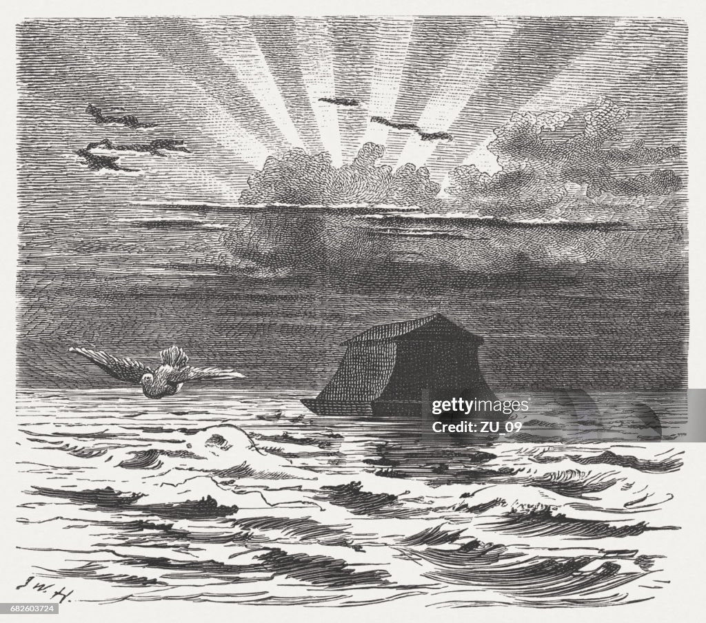 Noah's Ark, wood engraving, published in 1880