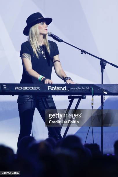 Keyboard player of the band Johnny Hates Jazz performs at the GreenTec Awards Show at ewerk on May 12, 2017 in Berlin, Germany.