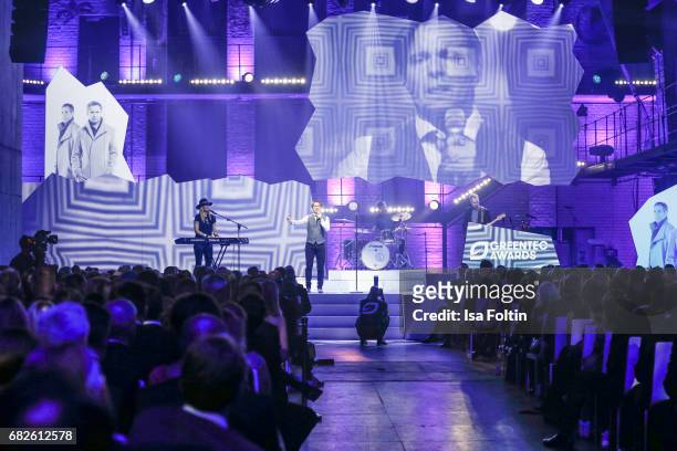 Johnny Hates Jazz perform at the GreenTec Awards Show at ewerk on May 12, 2017 in Berlin, Germany.