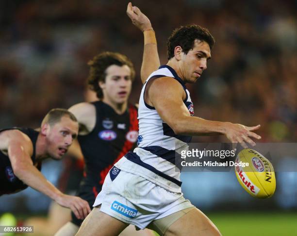 Nakia Cockatoo of the Cats kicks the ball during the round eight AFL match between the Essendon Bombers and the Geelong Cats at Melbourne Cricket...