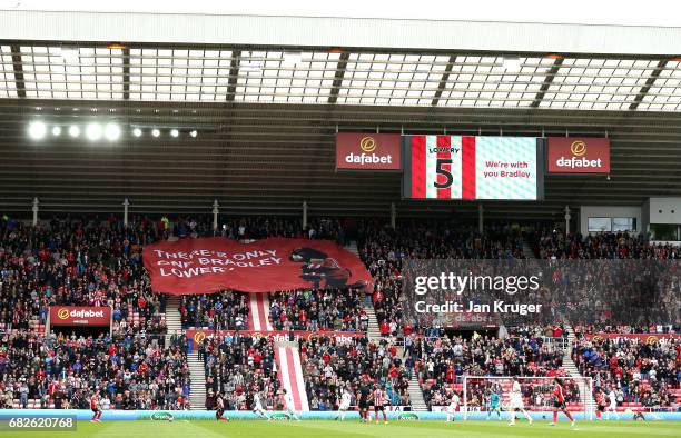 Sunderland fans display banners in surport of Bradley Lowery during the Premier League match between Sunderland and Swansea City at Stadium of Light...